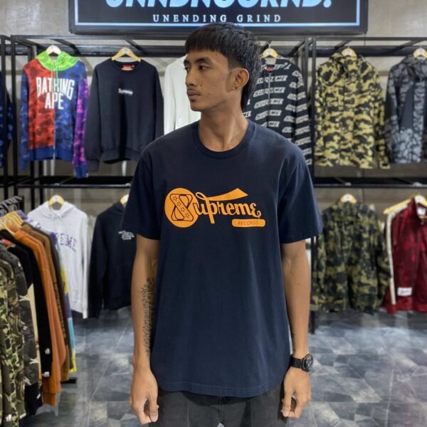 SUPREME Records Navy Blue Tee (Medium)