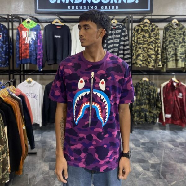 BAPE Shark Color Camo Purple Tee (XL) - SOLD