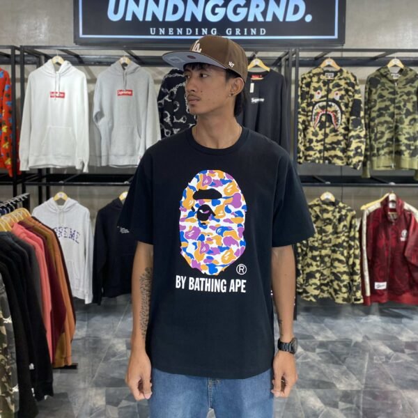 BRANDNEW BAPE Multi Camo Big Ape Head Black Tee (XL) - SOLD