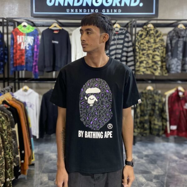 BAPE Leopard Big Ape Head Black Tee (Large) - SOLD