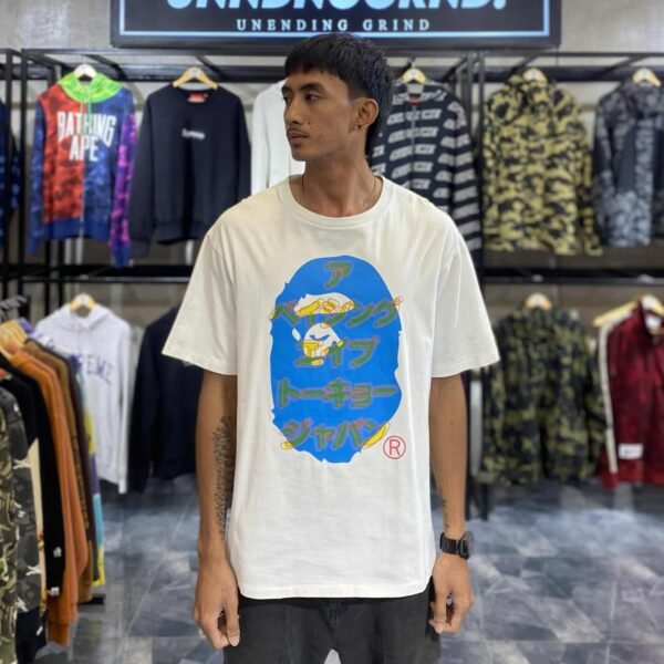 BAPE Japan Blue Big Head White Tee (XL)