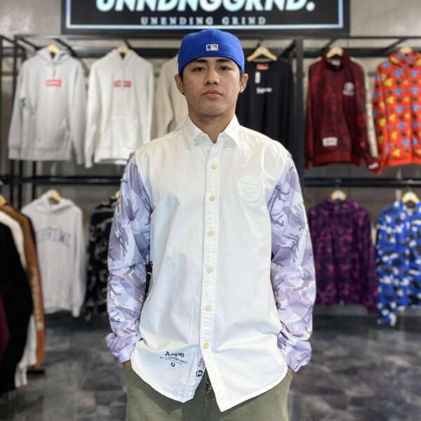 AAPE White Polo Long Sleeves (Medium)