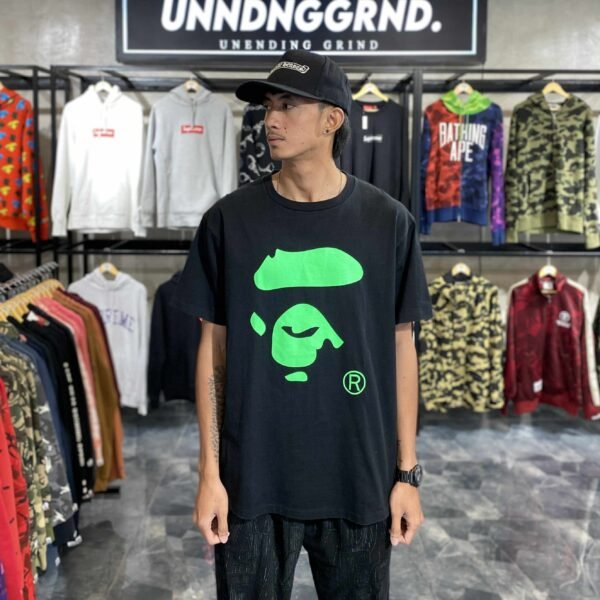 BAPE Ape Face Green Black Tee (XL) – SOLD