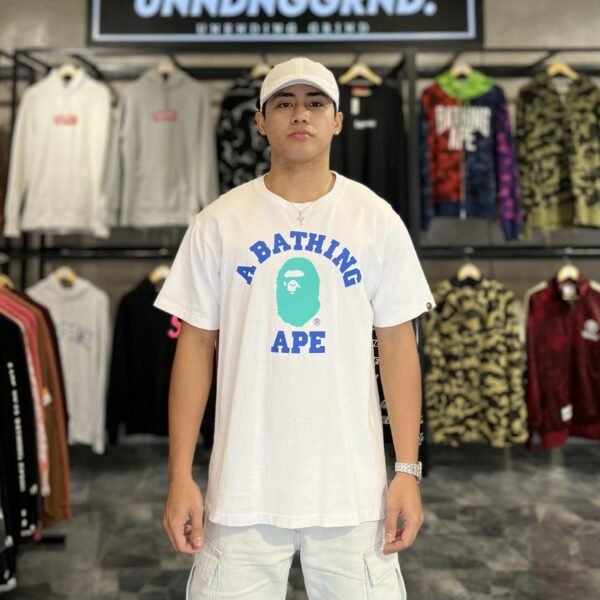 BAPE College Logo Blue Green White Tee (Medium) – SOLD