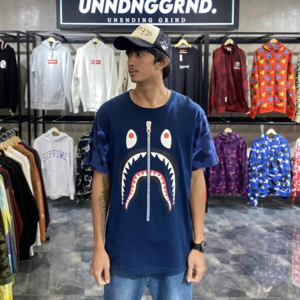 BAPE Shark Navy Blue Tee (XL) – SOLD