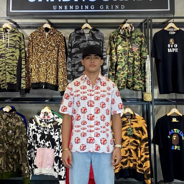 BAPE Flag White AOP Polo (Medium)