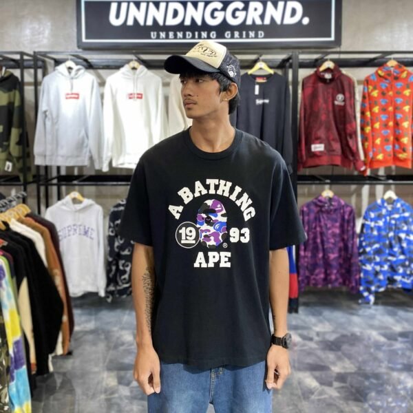 BAPE Purple Camo College Black Tee (Medium) – SOLD