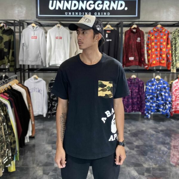 BAPE Vintage 1st Camo College Black Pocket Tee (Large) - SOLD