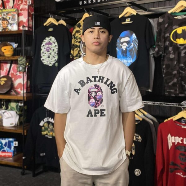 BAPE College Lightning Logo White Tee (Large)