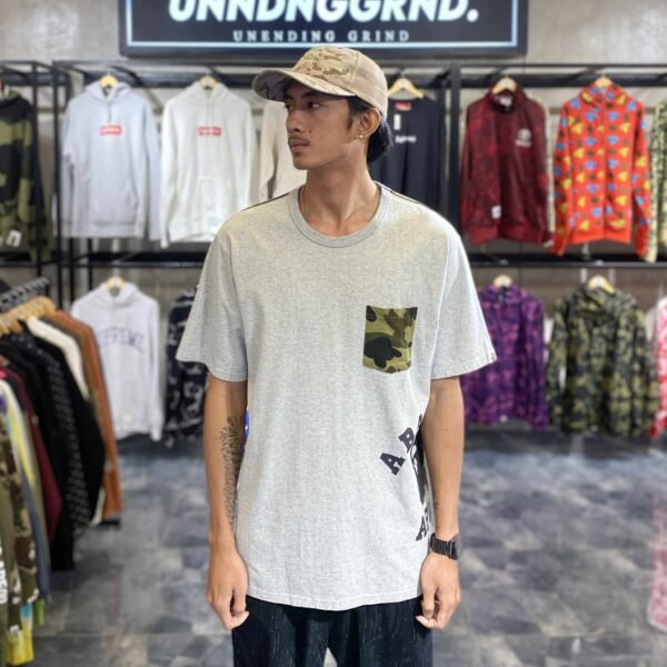 BAPE Side College Logo Gray Green Camo Pocket Tee (XL) – SOLD