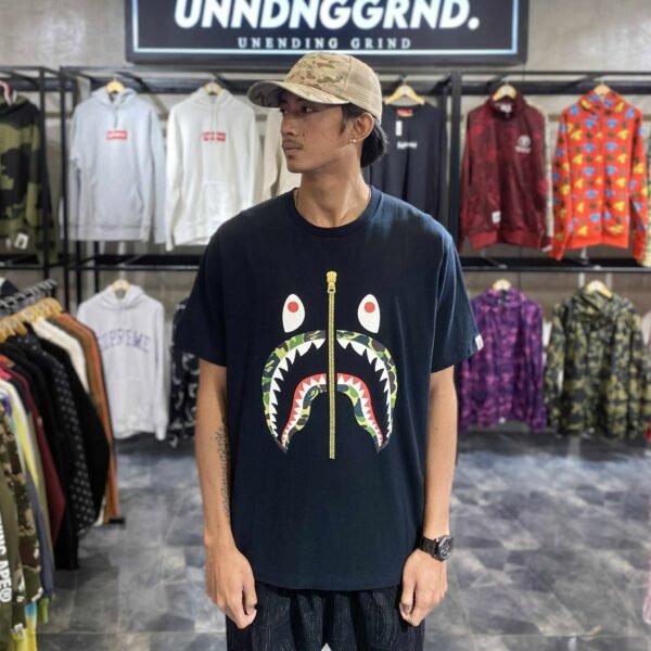 BAPE Shark Green Camo Black Tee (XL) – SOLD