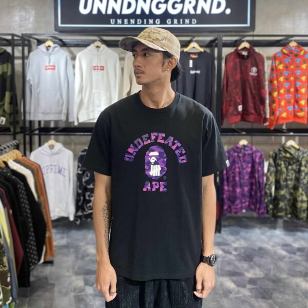 BAPE x UNDEFEATED College Logo Purple Black Tee (XL) – SOLD