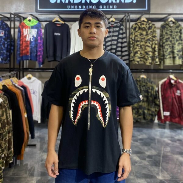 BRANDNEW BAPE Shark Camo Black Tee (Large) - SOLD