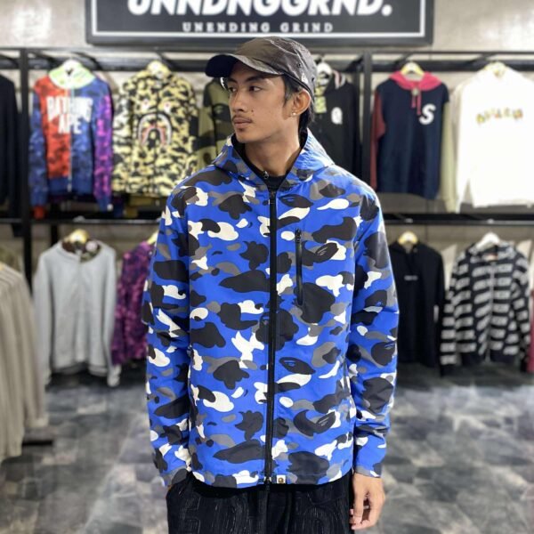 BAPE Blue Camo Windbreaker Hoodie (2XL)