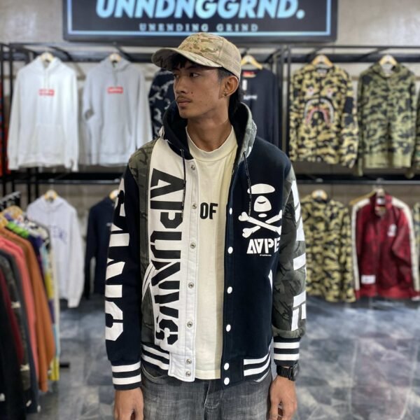 AAPE Universe Crossbone Varsity Jacket W/ Hood (Large) - SOLD