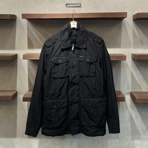 TOMMY HILFIGER Cargo Black Zip Up Jacket (Small)