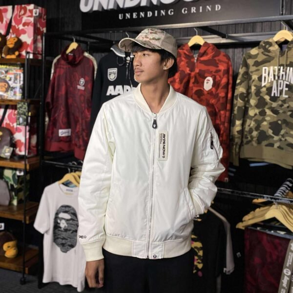 AAPE White Bomber Jacket (Large) - SOLD