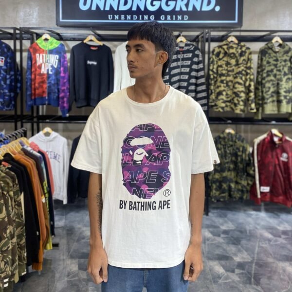 BAPE Purple Camo Head White Tee (2XL) - SOLD