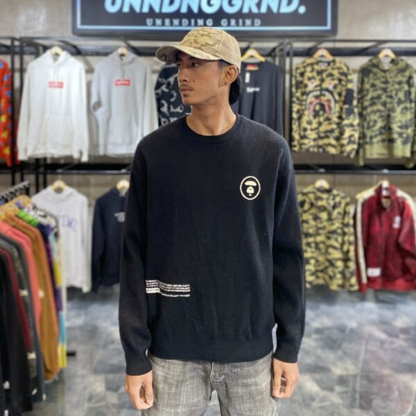 AAPE Now Black Knitted Crewneck (Medium) - SOLD