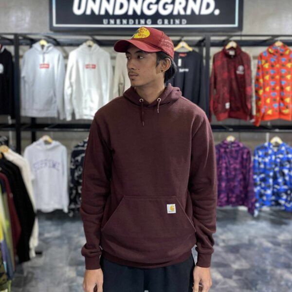 BRANDNEW CARHARTT Loose Fit Graphic Maroon Hoodie (Small) - SOLD
