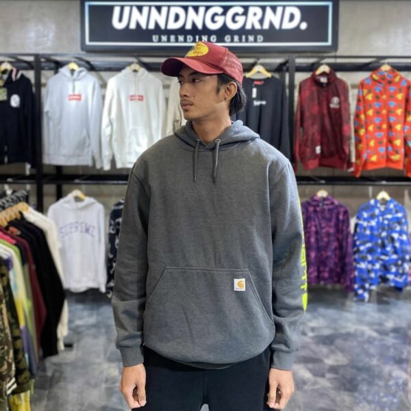 BRANDNEW CARHARTT Loose Fit Graphic Gray Hoodie (Medium) - SOLD