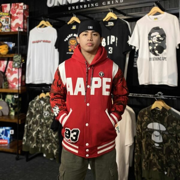 AAPE Red Varsity Jacket W/ Hood (Large) – SOLD