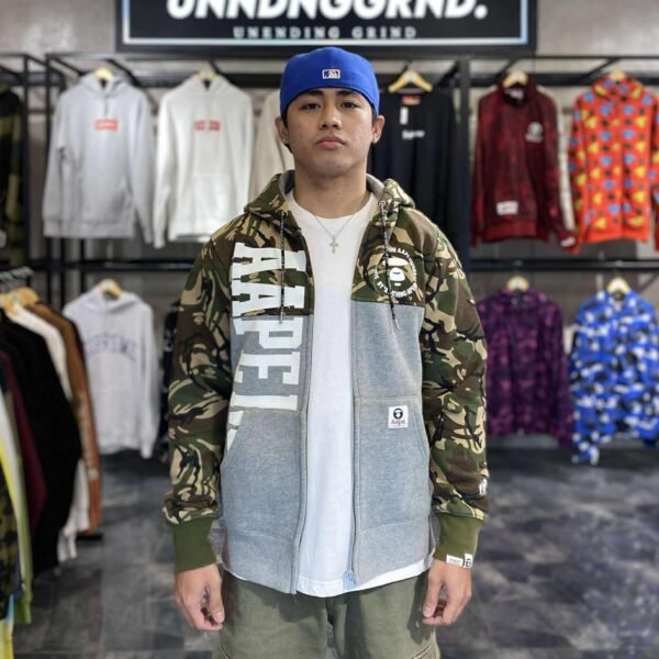 AAPE Gray Camo Zip Up Hoodie (Medium) - SOLD