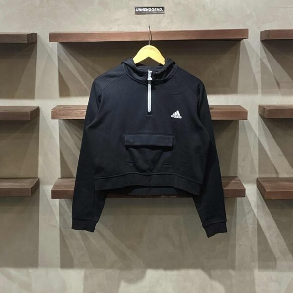 ADIDAS Quarter Zip Crop Hoodie Women (Large)