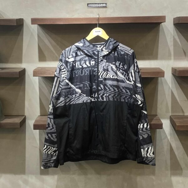 ADIDAS Black & White AOP Running Jacket W/ Hood (Large) – SOLD