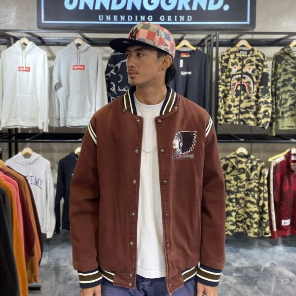 MLB Braves Brown Denim Varsity Jacket (Large) - SOLD