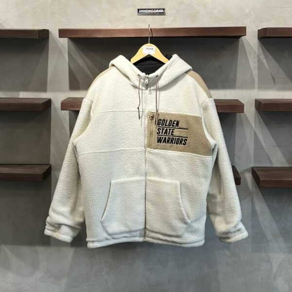 NBA GSW Reversible Puffer Fleece Zip W/ Hood (Large)