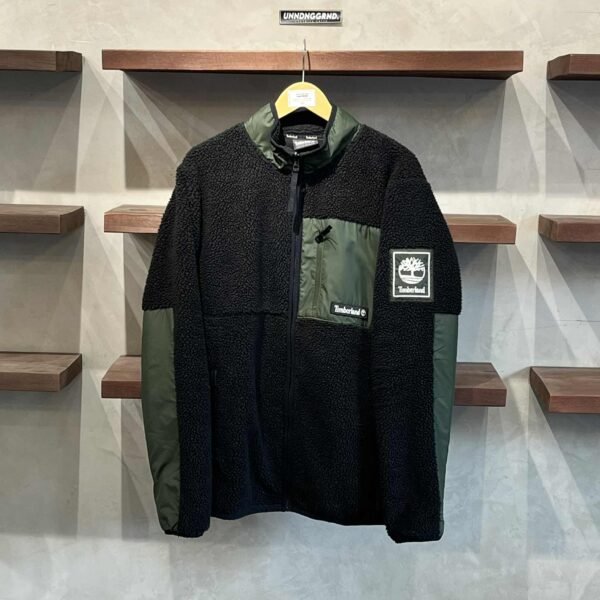 TIMBERLAND Fleece Black Green Zip Up (Large)