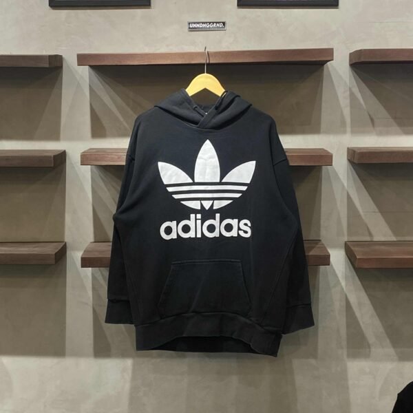 ADIDAS Black Big Logo Hoodie (Small)