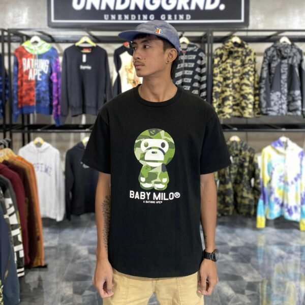BAPE Baby Milo Green Camo Black Tee (XL) - SOLD