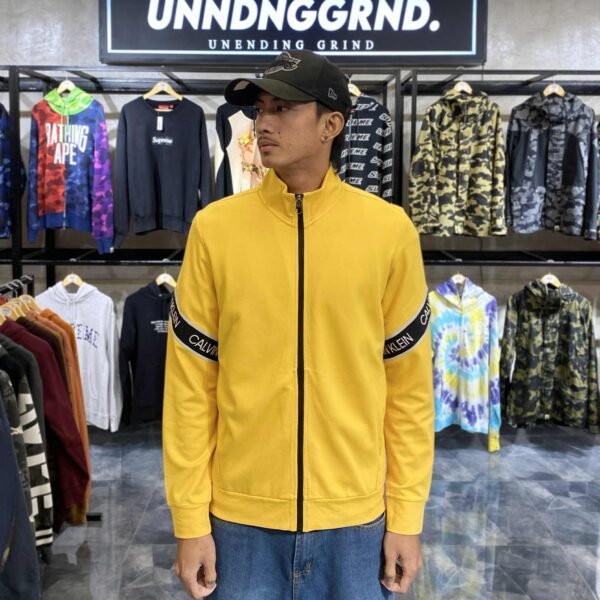 CALVIN KLEIN Yellow Zip Up Track Jacket (Medium)