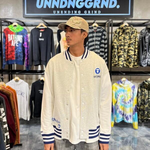 BRANDNEW AAPE Gray Varsity Jacket (Large)