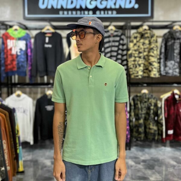BAPE Inverted One Point Green Polo Shirt (Large) - SOLD