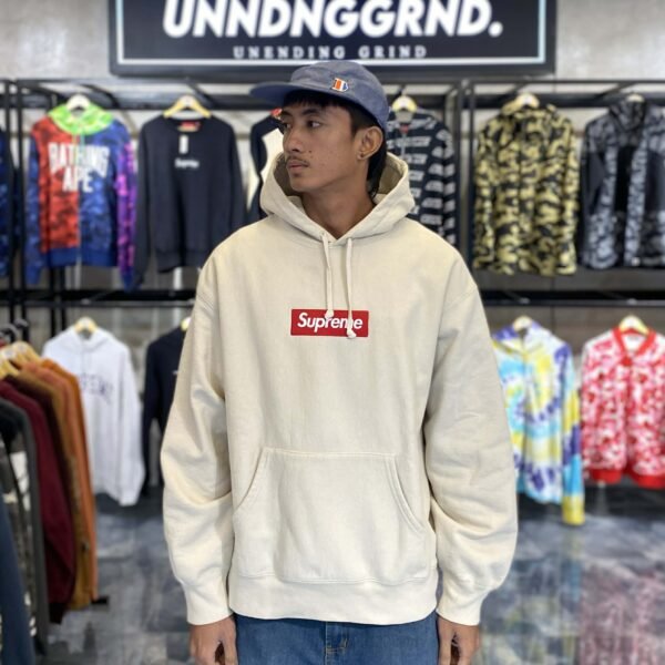 BRANDNEW SUPREME SS24 Box Logo Beige Hoodie (Large) - SOLD