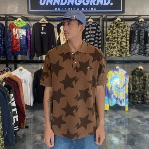 BAPE Brown Bape Sta One Point Polo Shirt (Large) - SOLD