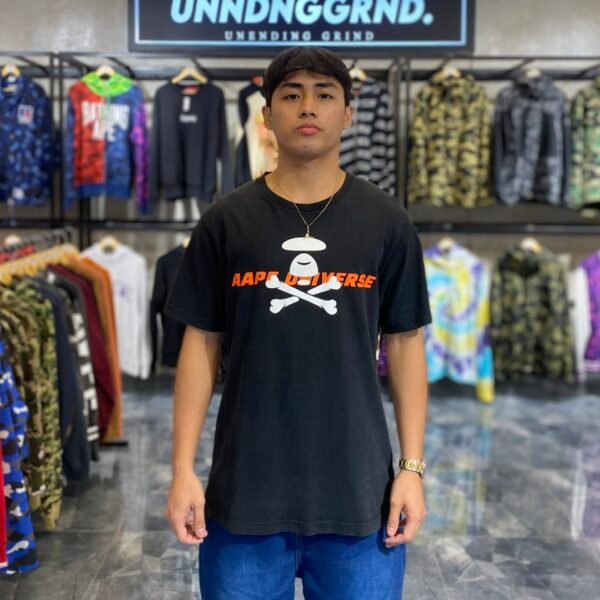 AAPE Universe Cross Bone Black Tee (Medium) - SOLD