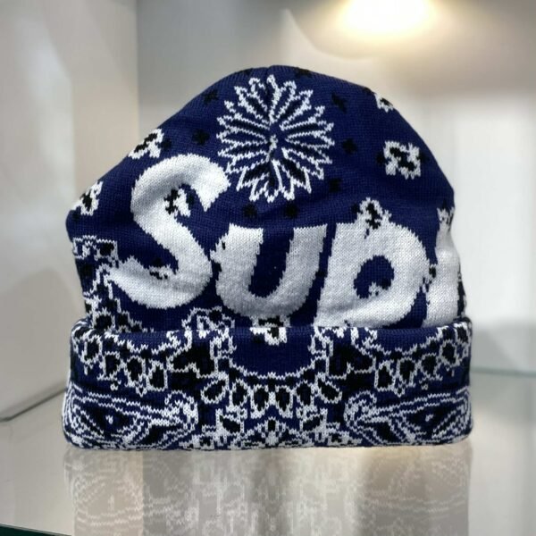 BRANDNEW SUPREME Bandana Big Logo Blue Beanie
