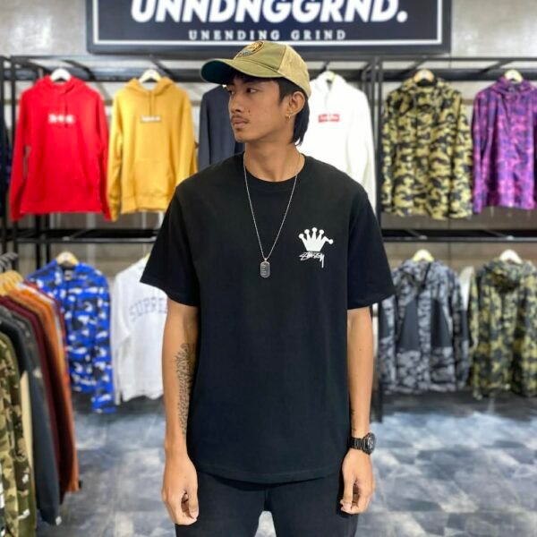 BRANDNEW STUSSY Crown Black Tee (Large) - SOLD