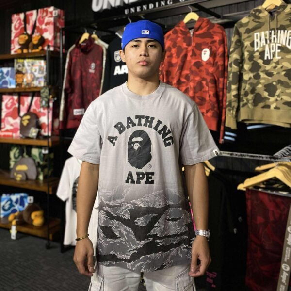 BAPE Tiger Camo College Logo Gray Tee (Large) - SOLD