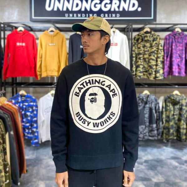 BAPE Busy Works Black Pullover (XL)