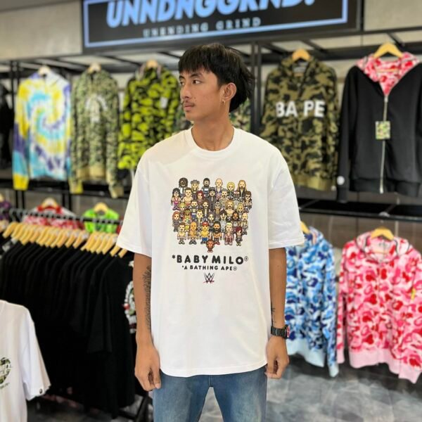 BRANDNEW BAPE BABY MILO x WWE Wrestlers Relaxed Fit White Tee (XL)