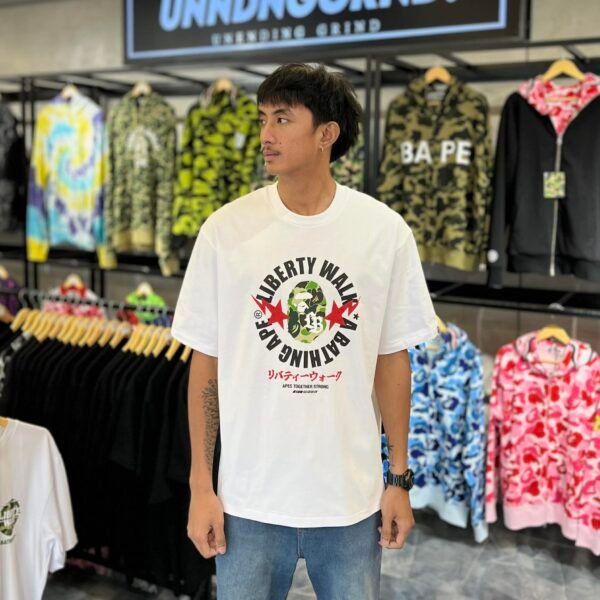 BRANDNEW BAPE x LIBERTY WALK ABC Camo Relaxed Fit White Tee (Large)