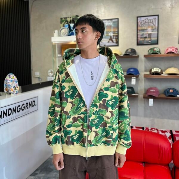 BAPE Shark Liquid Camo Green Full Zip Hoodie (XL) - SOLD