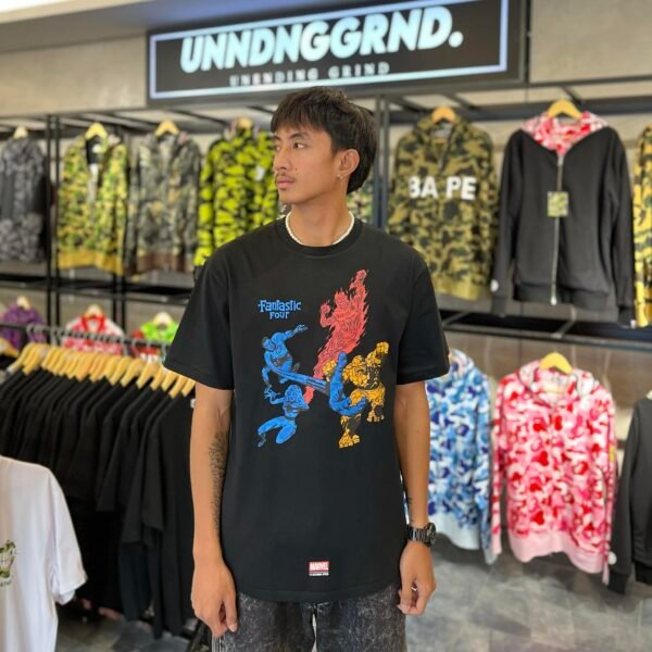 BRANDNEW BAPE x MARVEL F4 Black Tee (XL)