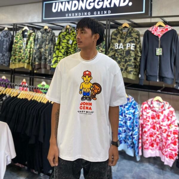 BRANDNEW BAPE BABY MILO x WWE JOHN CENA Relaxed Fit White Tee (XL)