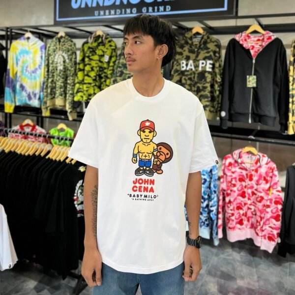 BRANDNEW BAPE BABY MILO x WWE JOHN CENA Relaxed Fit White Tee (Large)